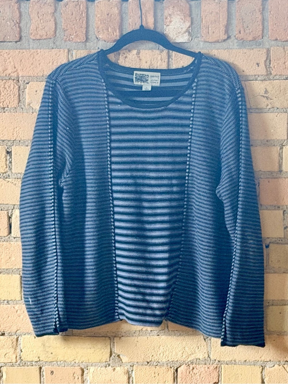 Habitat Clothes To Live In 100% cotton gray Striped Crew Neck Sweater
